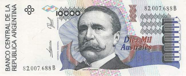 10000 Australes Argentinien 1989 p.334a XF